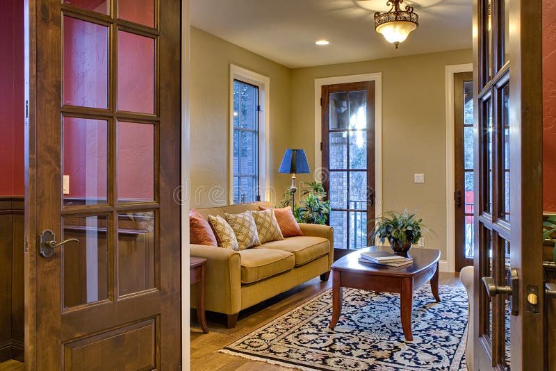 Foyer with View Through French Doors royalty free stock photos Foyer with View Through French Doors royalty free stock photos