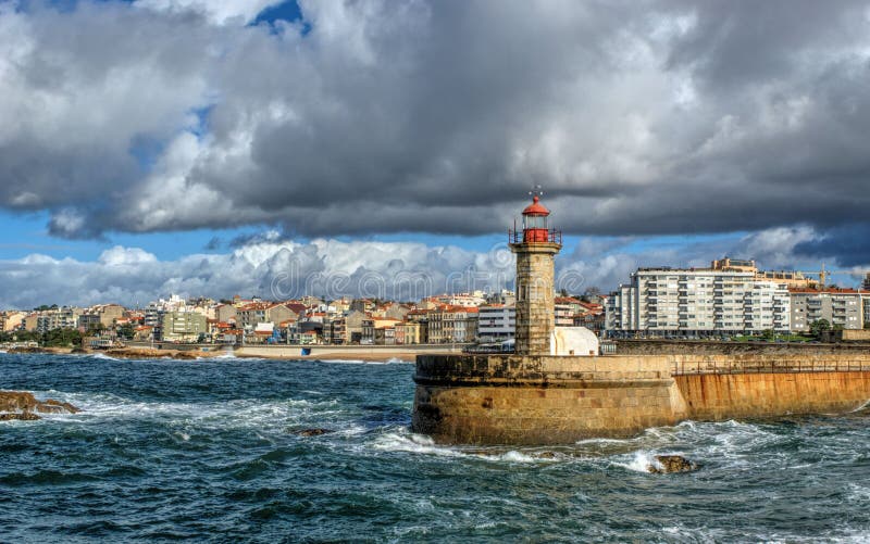 Foz do Douro lighthouse stock image. Image of nautical 107911003