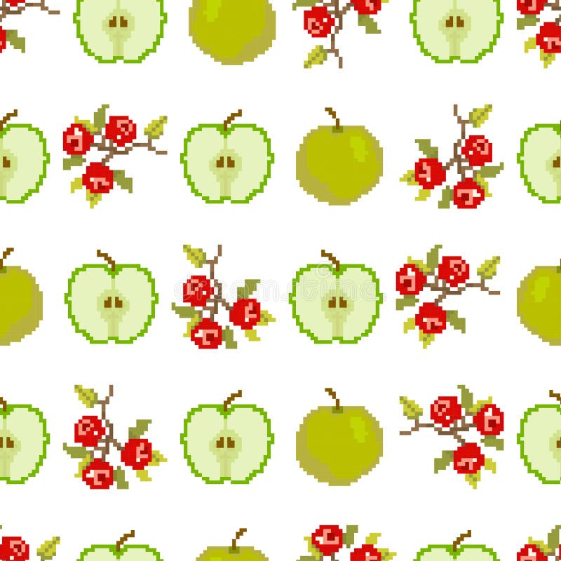 Fr?chte und Beeren Nahtloses Muster von Äpfeln und von Beeren pixel stickerei Vektor vektor abbildung Fr?chte und Beeren Nahtloses Muster von Äpfeln und von Beeren pixel stickerei Vektor vektor abbildung