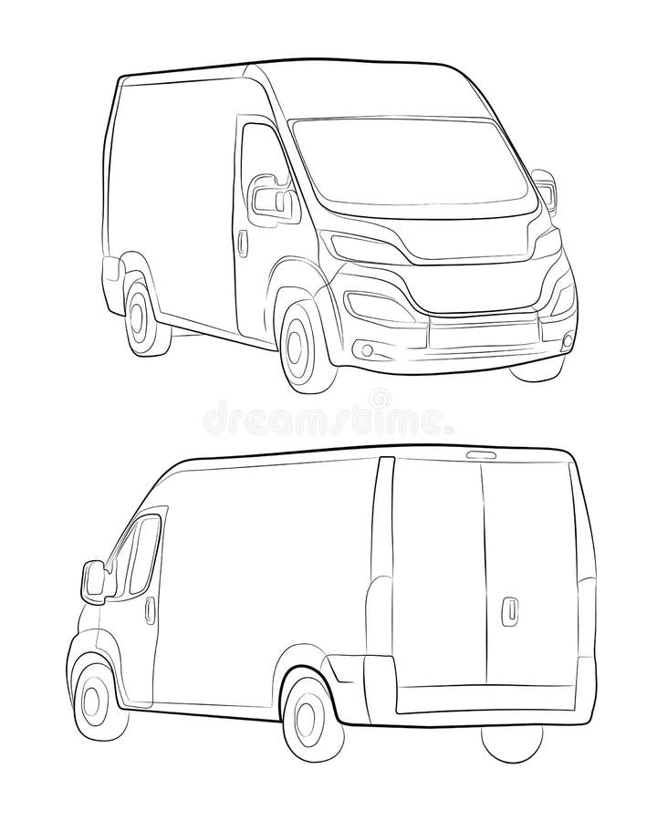 Fracht van truck Mehrzweckfahrzeugautovektor-Zeichnungsillustration ENV 10 vektor abbildung Fracht van truck Mehrzweckfahrzeugautovektor-Zeichnungsillustration ENV 10 vektor abbildung