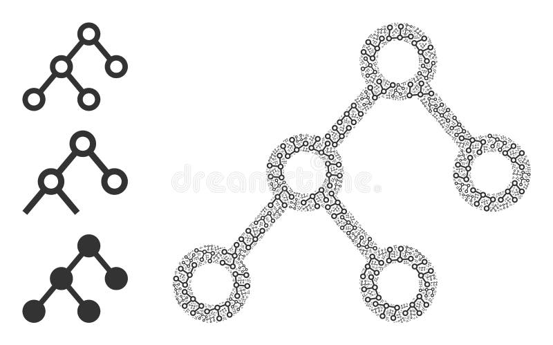 Fractal Binary Connections Icon Self Mosaic stock illustration
