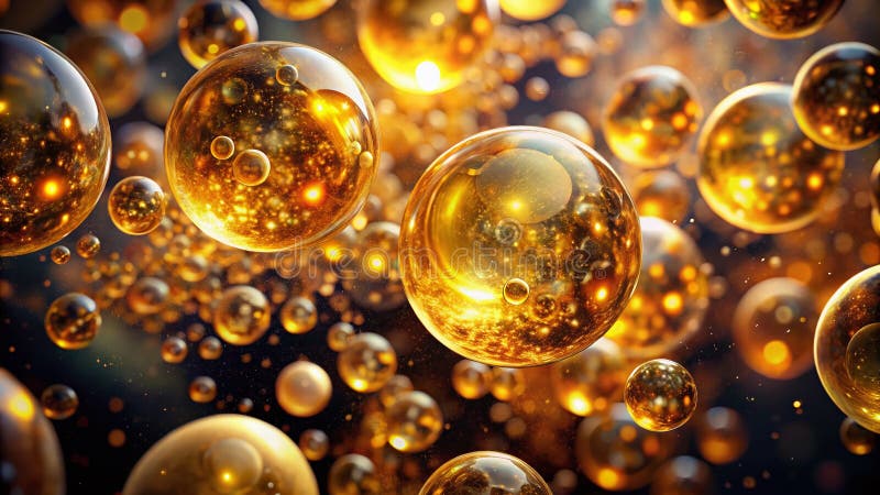 Fractal dorado burbuja una fotografía de larga exposición Obra maestra revelando patrones abstractos 3D ilustración del vector