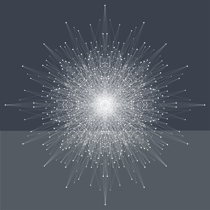 Fractal element z mieszanek kropkami i liniami Duży dane kompleks Graficzna abstrakcjonistyczna tło komunikacja minimalizm royalty ilustracja Fractal element z mieszanek kropkami i liniami Duży dane kompleks Graficzna abstrakcjonistyczna tło komunikacja minimalizm royalty ilustracja