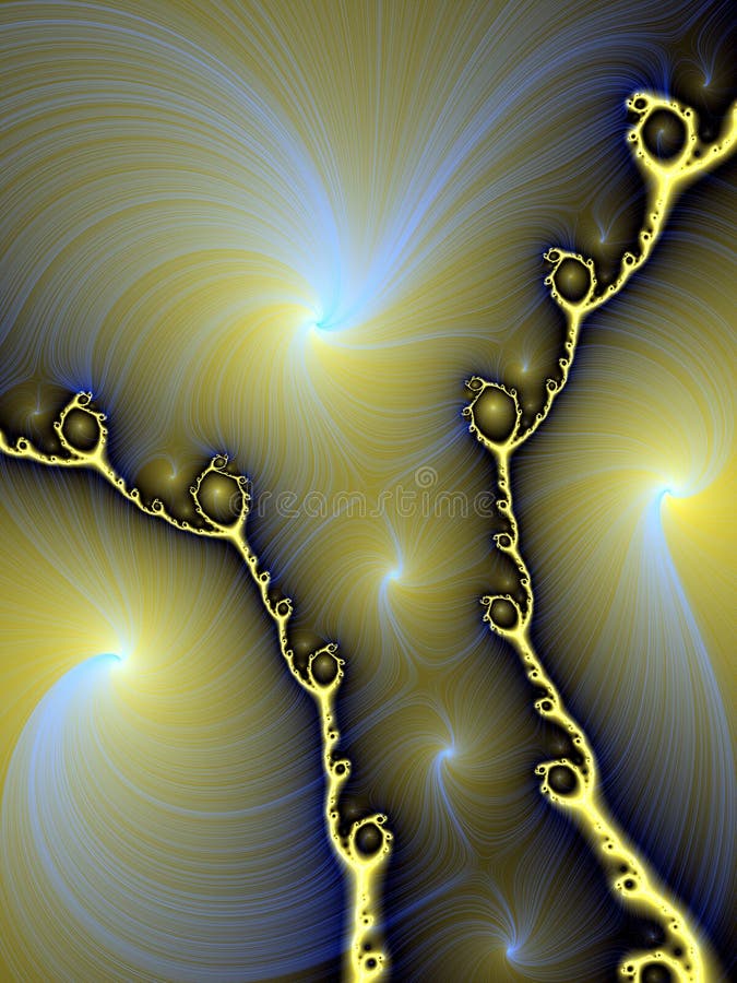 fractal Gouden blauwe heldere bloemrijke achtergrond, textuur stock illustratie fractal Gouden blauwe heldere bloemrijke achtergrond, textuur stock illustratie