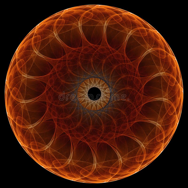 Fractal mandala on black background stock illustration