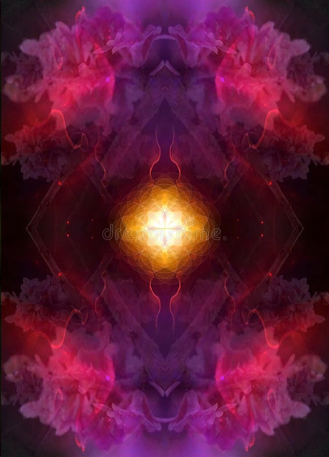 Fractal ornamental hermoso de la flor con la mandala que emana la luz stock de ilustración Fractal ornamental hermoso de la flor con la mandala que emana la luz stock de ilustración