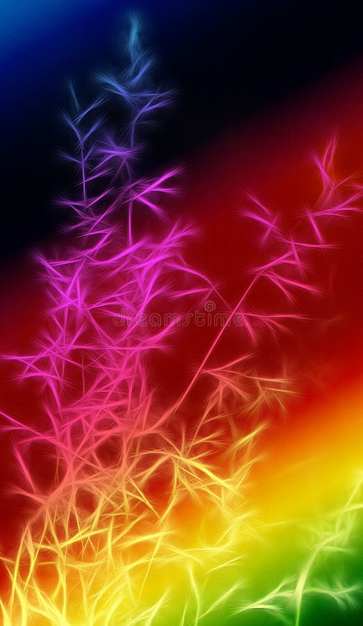 Fractal Prairie Grass on Rainbow Background