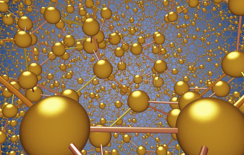 Fractal Rendering Molecular Atomic Crystal Ctructure vector illustration
