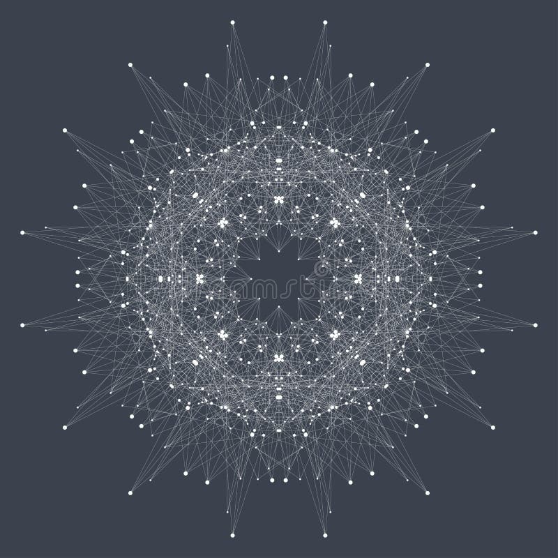 Fractal στοιχείο με τις γραμμές και τα σημεία ενώσεων Μεγάλα στοιχεία σύνθετα απεικόνιση αποθεμάτων Fractal στοιχείο με τις γραμμές και τα σημεία ενώσεων Μεγάλα στοιχεία σύνθετα απεικόνιση αποθεμάτων