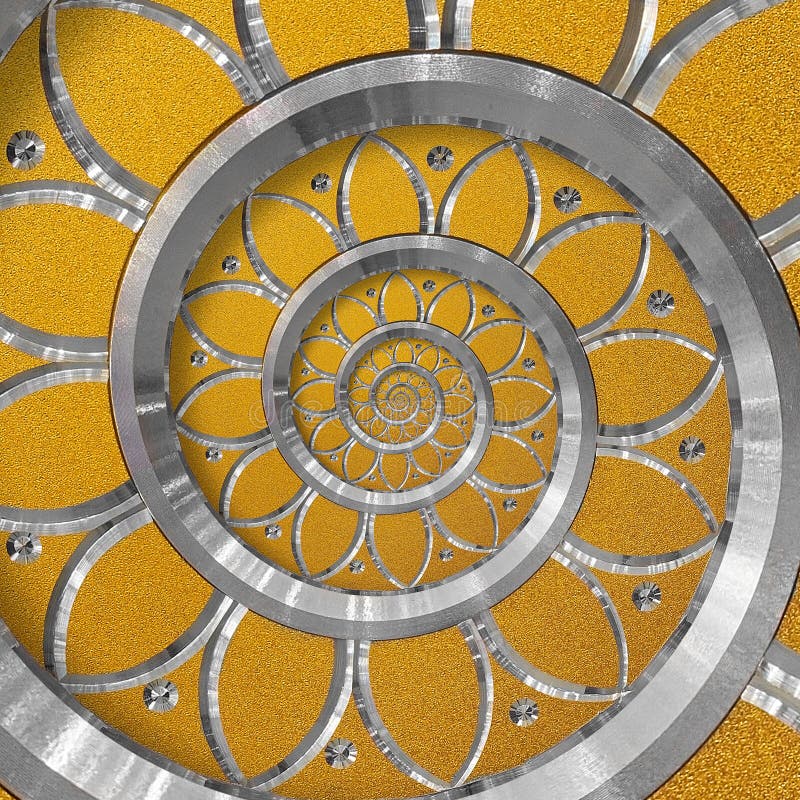 Fractale en spirale ronde abstraite orange de modèle de fond Élément décoratif orange d'ornement de spirale argentée en métal Tex images libres de droits Fractale en spirale ronde abstraite orange de modèle de fond Élément décoratif orange d'ornement de spirale argentée en métal Tex images libres de droits
