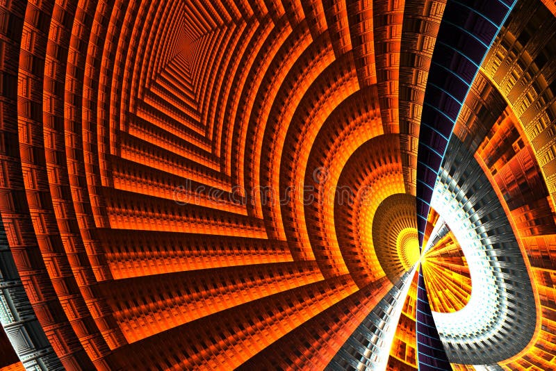 Fractale lumineuse abstraite jaune et orange sur le noir illustration de vecteur Fractale lumineuse abstraite jaune et orange sur le noir illustration de vecteur