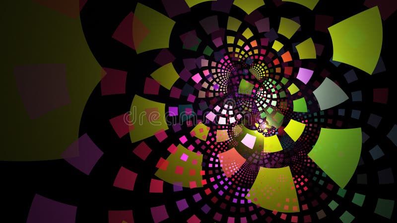 Fractaltegelplattor i neon färgar att bukta ut i lager royaltyfri illustrationer Fractaltegelplattor i neon färgar att bukta ut i lager royaltyfri illustrationer