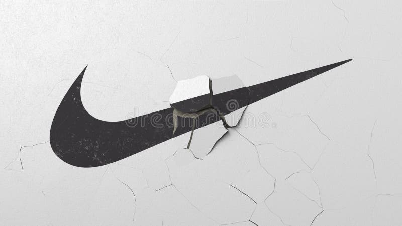 Fractura De La Pared Con Logotipo Pintado De Nike Representación Conceptual 3D La Crisis Foto editorial - Ilustración de rotura, estalle: 144171821