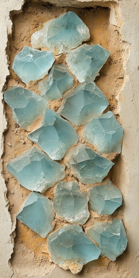 Fractured Beauty An Icy Design of Stunning Turquoise Mosaic with Stone Texture and Sharp Edges royalty free illustration