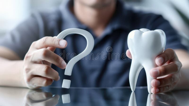 Frage und ZahnmodellAI generierte Bild stockfotos