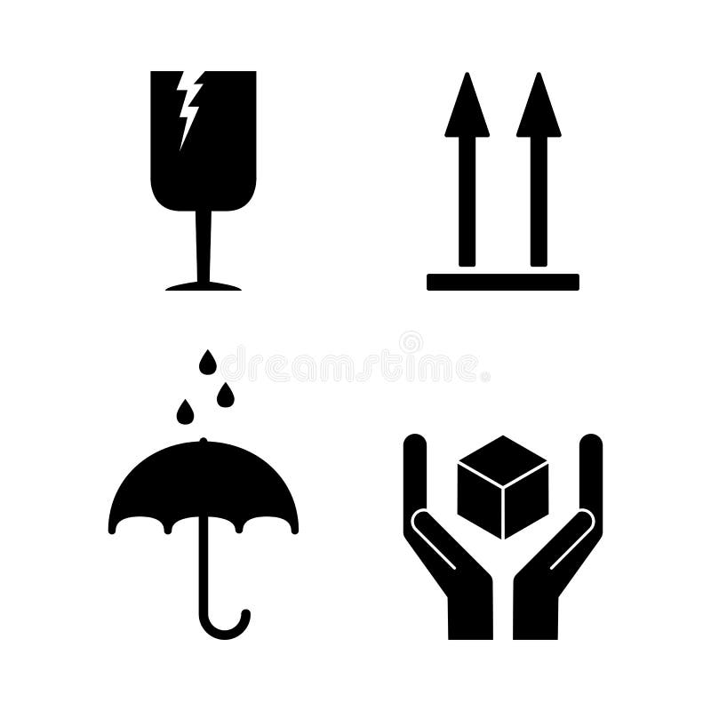 This Way Up Fragile Sign Icon Stock Vector Illustration of sign, care