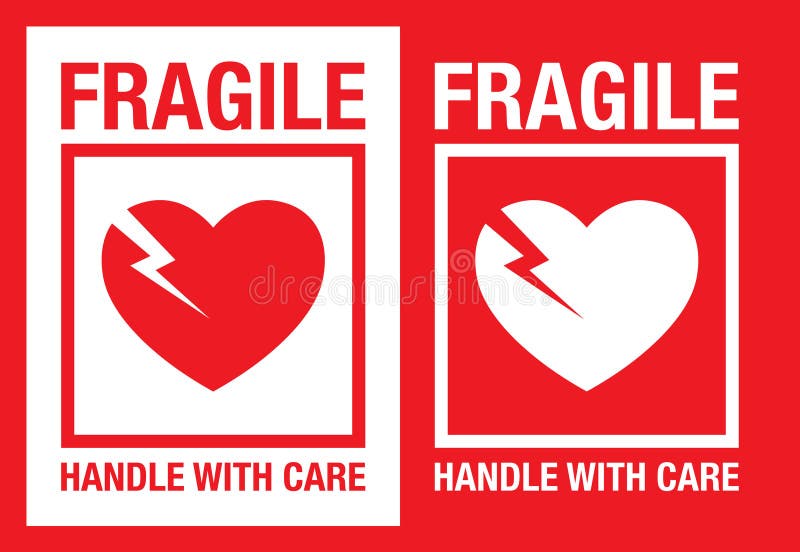 Heart Fragile Handle With Care Stock Vector Illustration Of Heart Logo