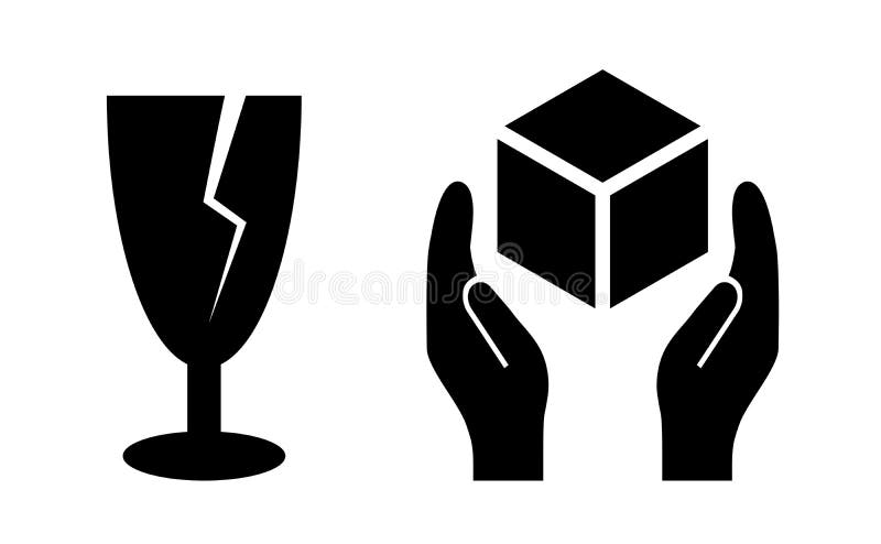 Fragile parcel, handle with care sign stock illustration
