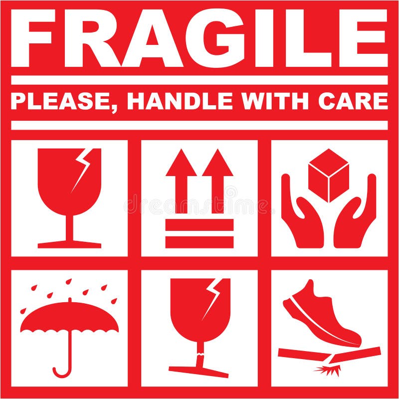 Free FRAGILE PLEASE HANDLE WITH CARE - WHITE RED COLOR Royalty Free Stock Photography - 170796757