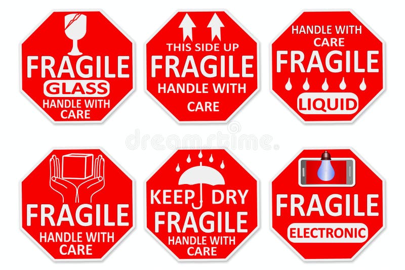 Handle with care flat icon with warning label isolated on white background.  Fragile package symbol. Label vector illustration Stock Vector Image & Art  - Alamy