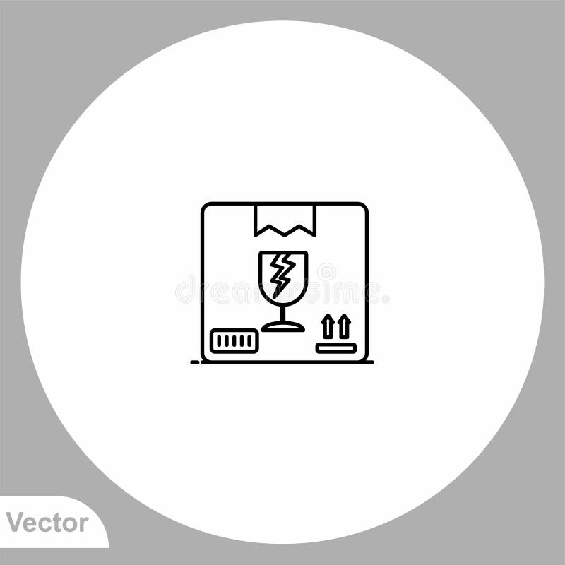 Fragile vector icon sign symbol stock illustration