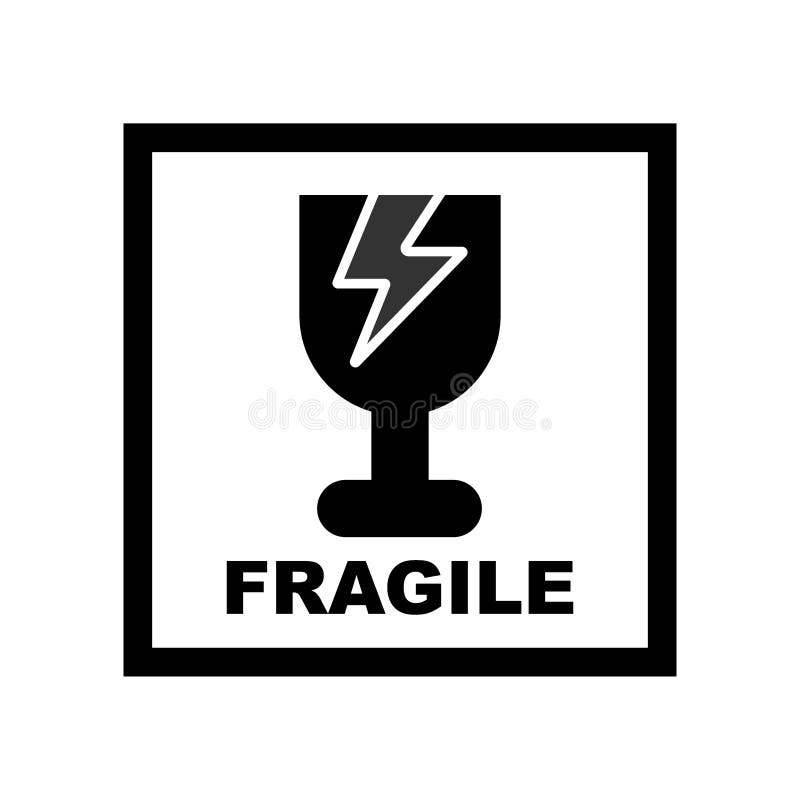 Fragile. Vector illustration of broken glass or glass and mirror symbol. Isolated on a blank, editable and changeable background. stock illustration