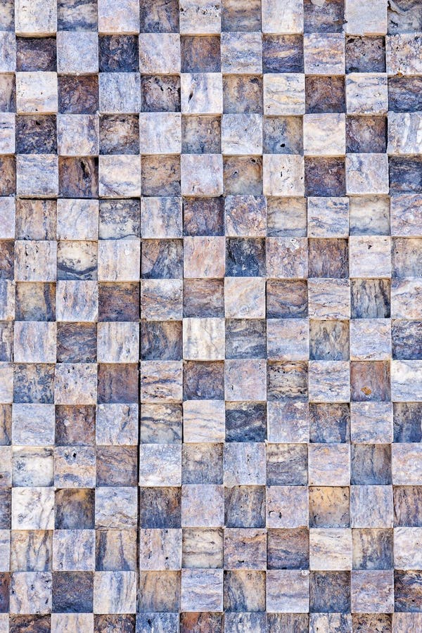 A Fragment of a Decorative Wall Finish Small Marble Square Tiles Stock