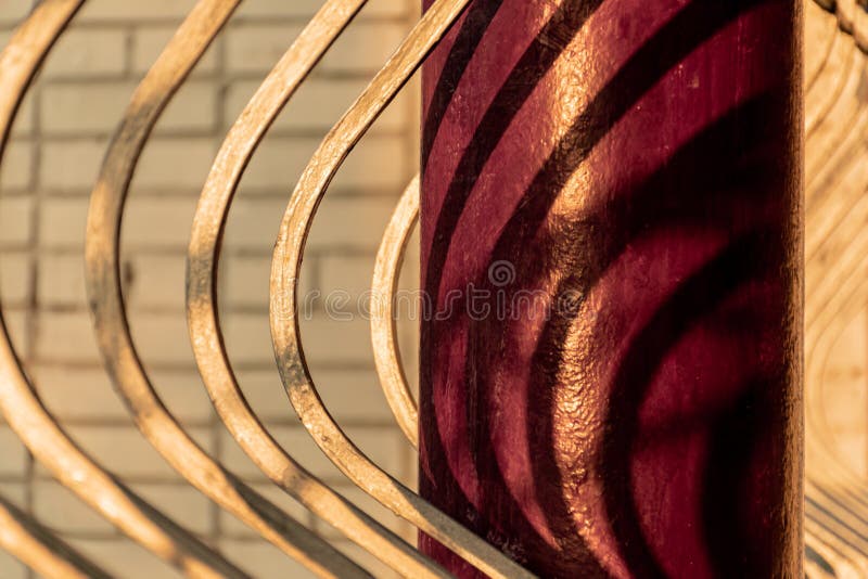 Fragment of the fence with metal columns. Veranda restaurant stock photos Fragment of the fence with metal columns. Veranda restaurant stock photos