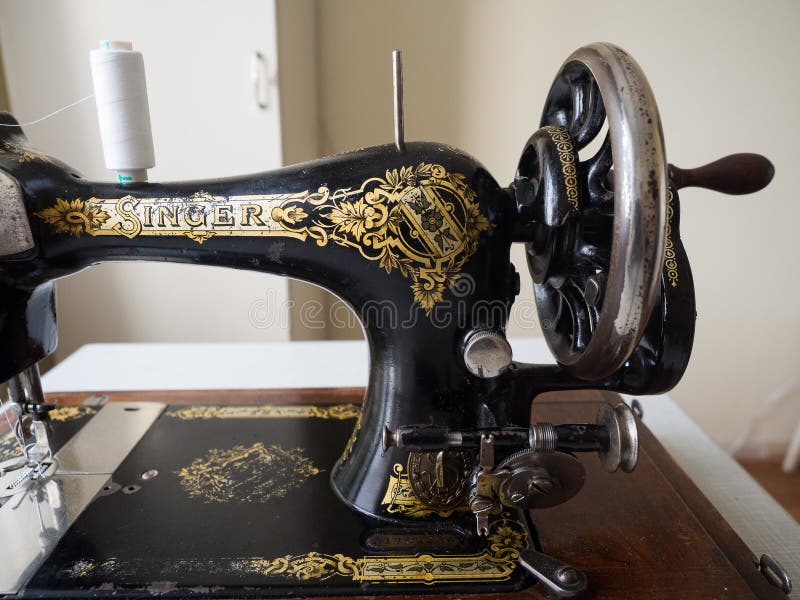 Fragment of First Hand SINGER Sewing Machine, Flywheel, Selective Focus
