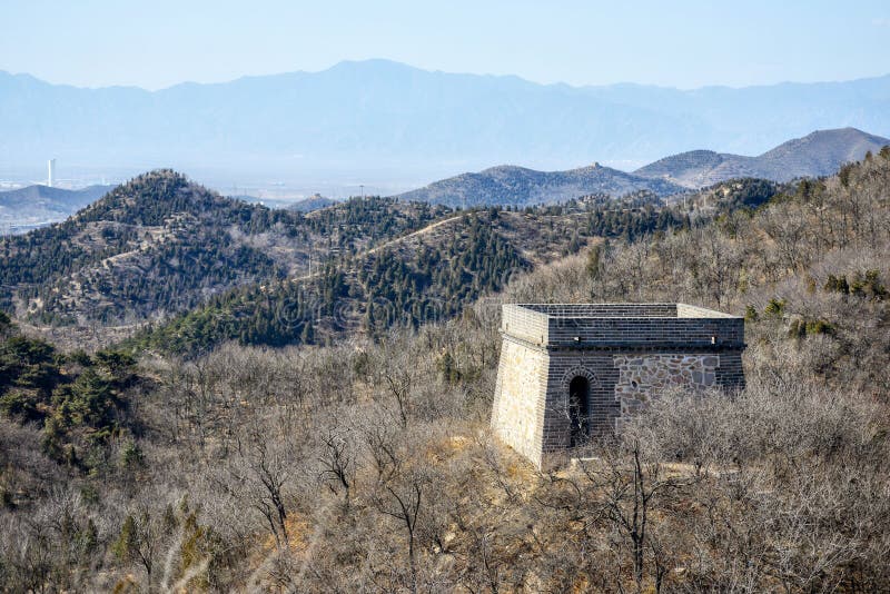 A Fragment Of The Great Chinese Wall In The Mountains Near Bejing. Stock Image - Image of ...
