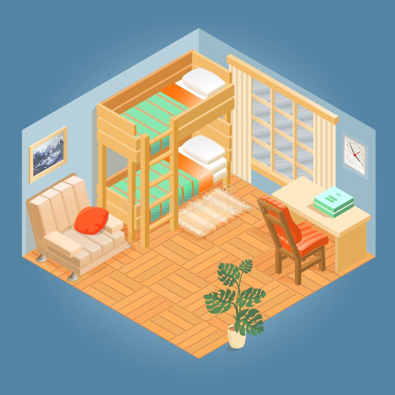 Fragment of interior with isometric furniture set. Vector. vector illustration Fragment of interior with isometric furniture set. Vector. vector illustration