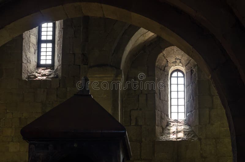 Fragment of the interior of the old stone castle royalty free stock photo Fragment of the interior of the old stone castle royalty free stock photo