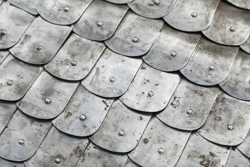 Fragment of a Knightly Metal Chain Mail of Scales. Stock Image Image