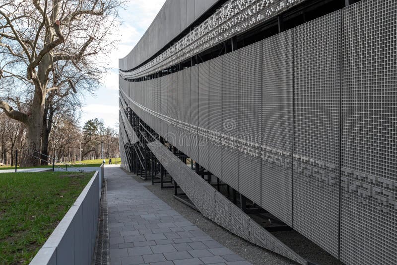Fragment of the modern building of the Ethnographic Museum in Budapest stock photos