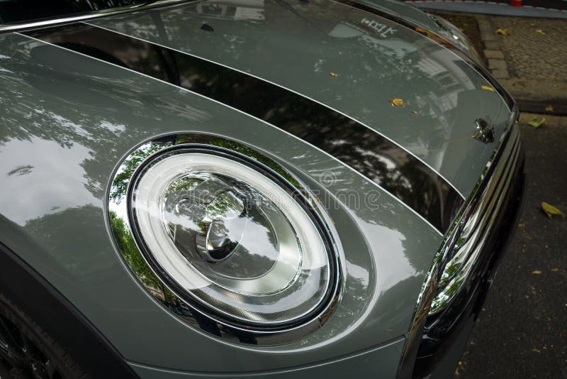 Fragment of a modern compact car Mini Cooper D royalty free stock photos