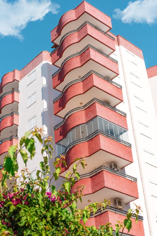 Fragment of a modern residential exterior of an apartment building stock image