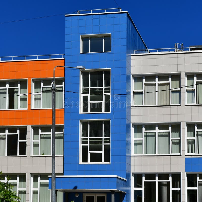 Fragment of modern school architecture in Russia royalty free stock photography