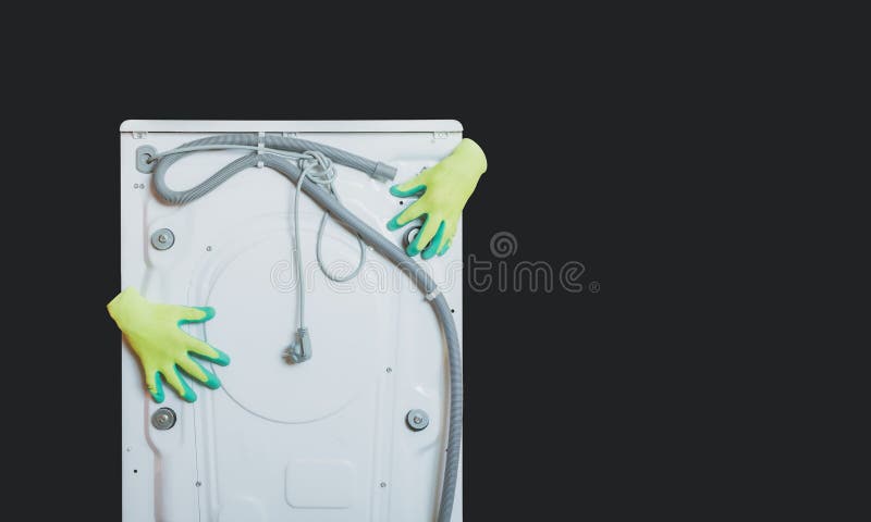Fragment of a new washing machine stock photos