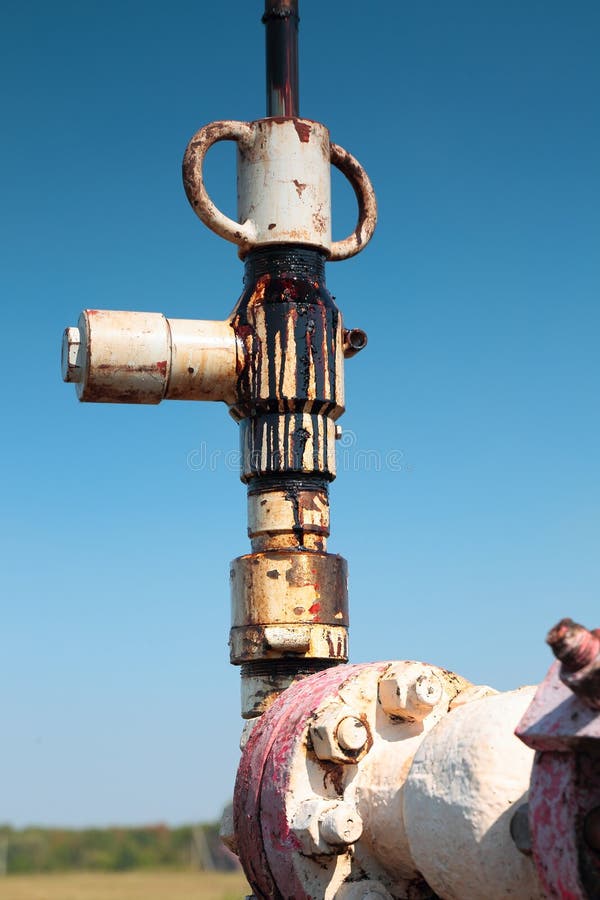Fragment of oil pump. Oil industry equipment.