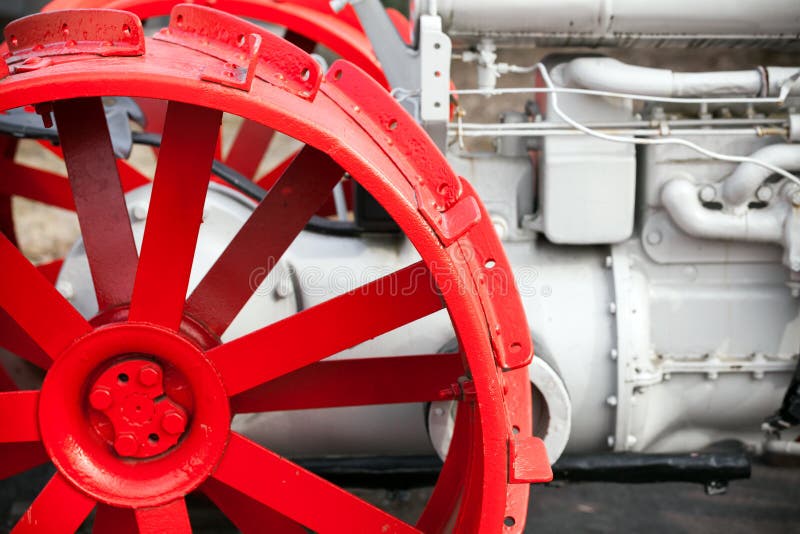 Fragment of Old Tractor with Red Wheel Stock Image Image of finland