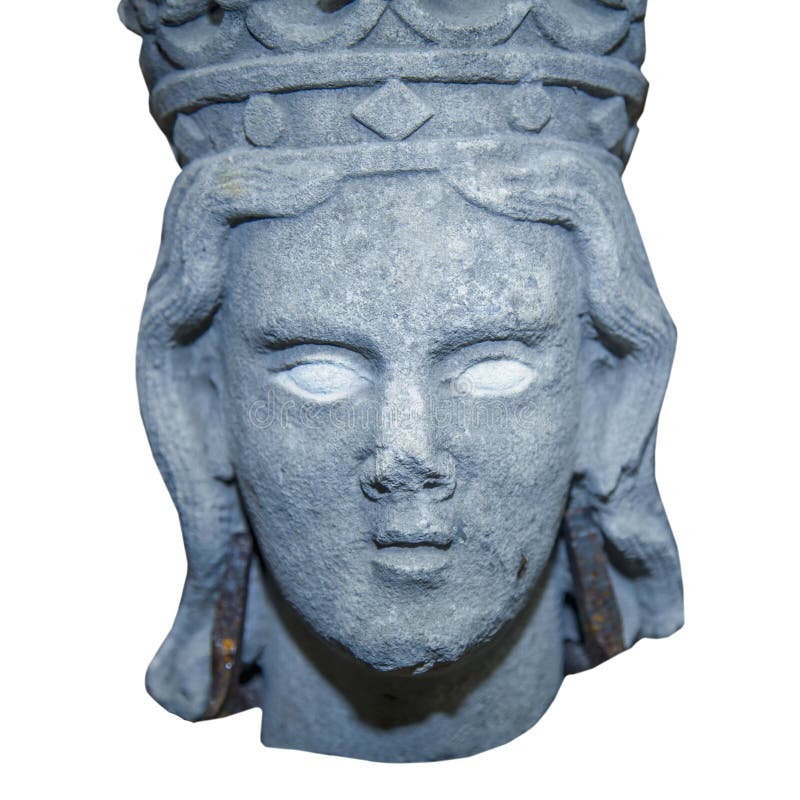 Fragment van een zeer oud stenen standbeeld van de blinde koning Oedipus royalty-vrije stock afbeeldingen