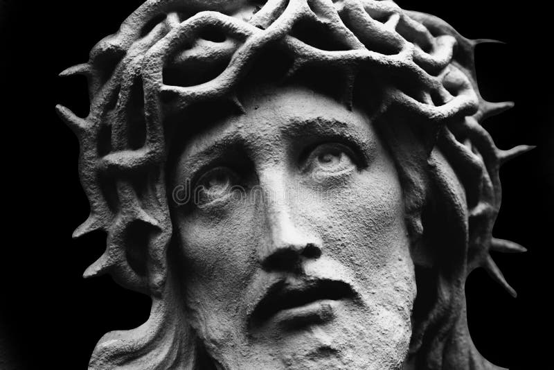 Fragment of Very Ancient Stone Statue Jesus Christ in a Crown of Thorns ...