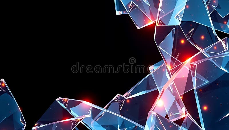 Fragmente De Sticlă Spartă Iluminate Cu Lumină Roșie Și Albastră royalty free illustration