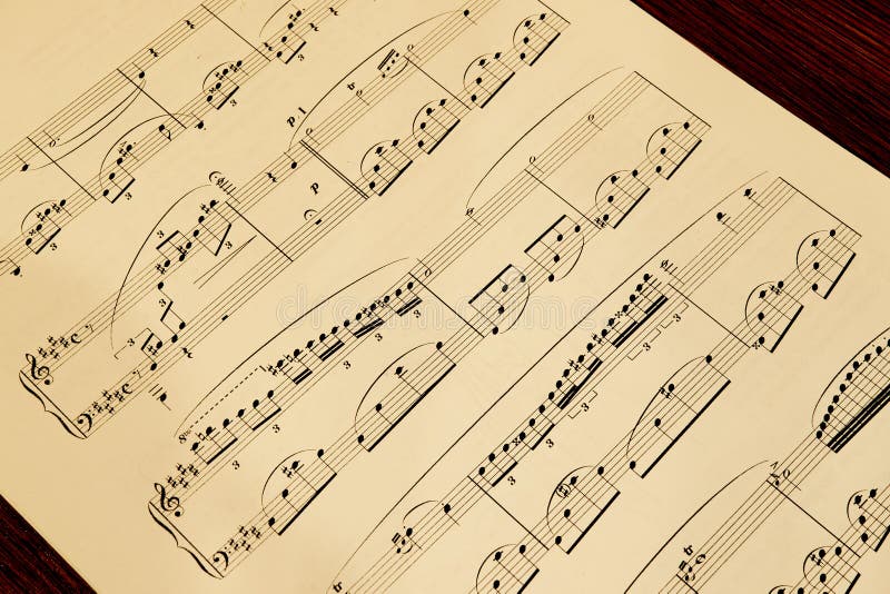 Fragmento de música de hojas de piano música clásica foto de archivo