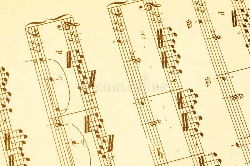 Fragmento de música de hojas de piano música clásica imagen de archivo
