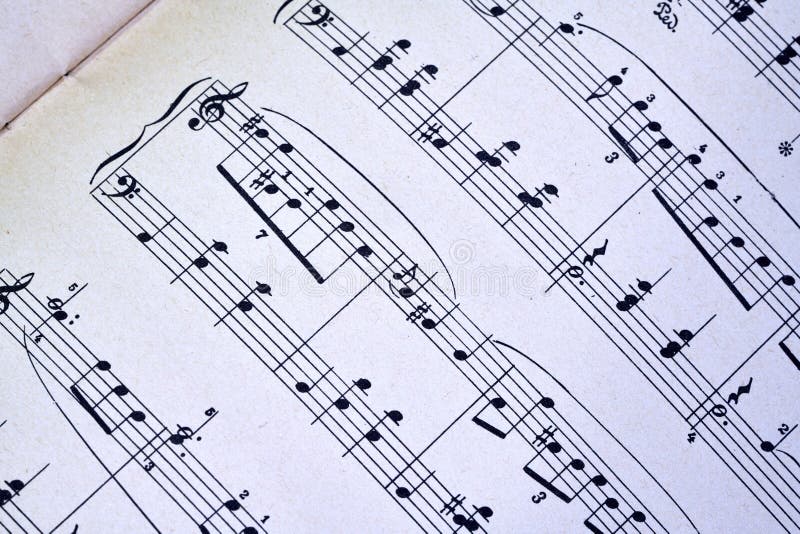 Fragmento de música de hojas de piano música clásica imagenes de archivo