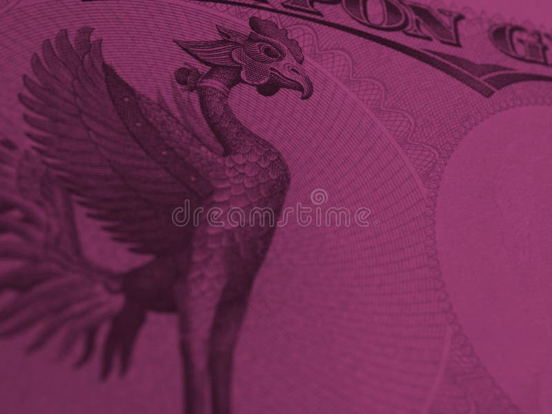 Fragment of 10000 yen Japanese bill. Background with Phoenix bird and copy-space to its right. Dark violet tinted backdrop about money, bookkeeping and the economy of Japan. Macro. Fragment of 10000 yen Japanese bill. Background with Phoenix bird and copy-space to its right. Dark violet tinted backdrop about money, bookkeeping and the economy of Japan. Macro