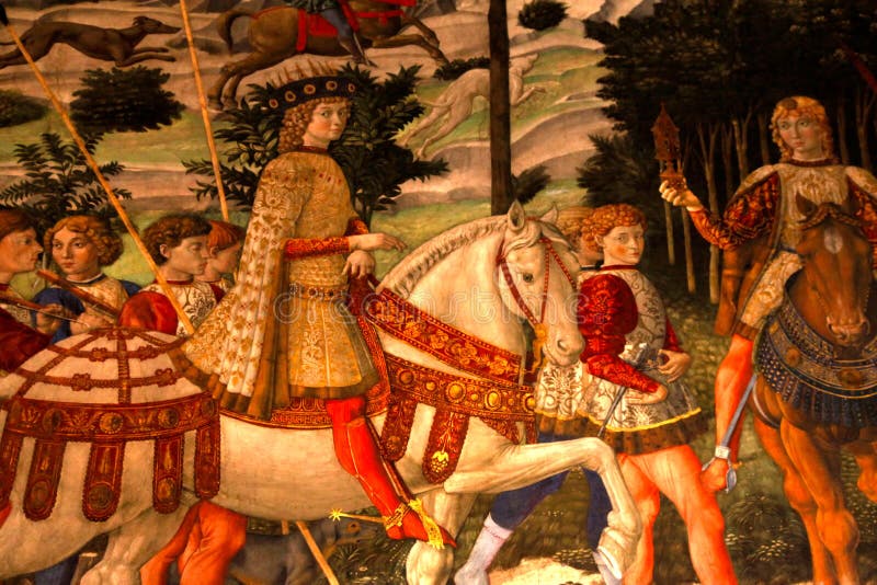 Fragmento del fresco medieval en Palazzo Medici Riccardi, Florencia fotos de archivo libres de regalías