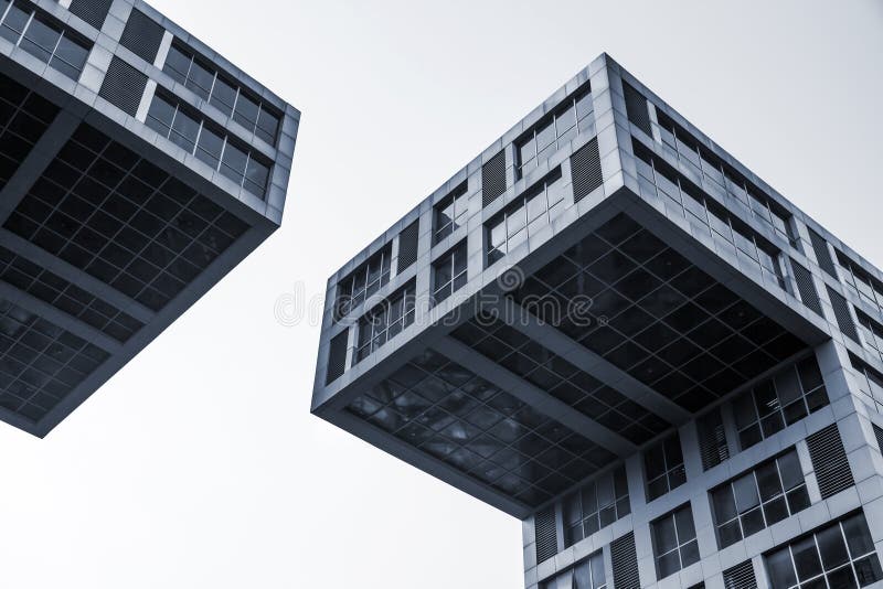 Fragmento moderno abstrato da arquitetura, azul foto de stock