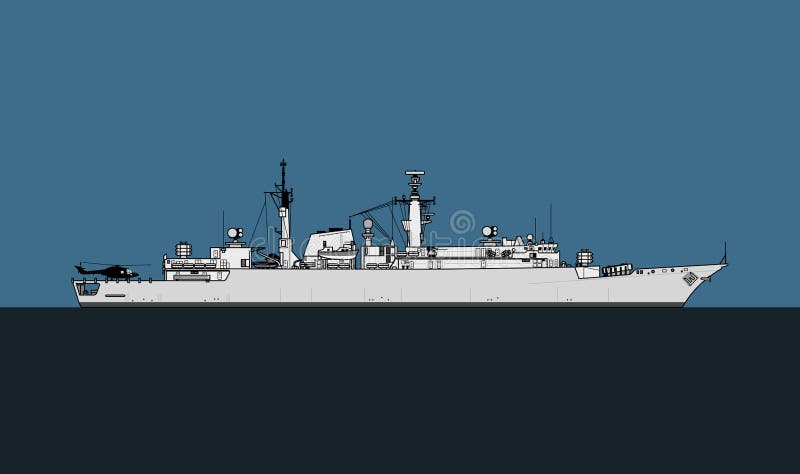 Fragmento tipo 22 lote ii de tipo andandaluz Silhouette de una fragata antisubmarina libre illustration